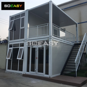 Dvojit&eacute; podlahy prosklen&eacute; s terasou Flat Pack Container House Modular