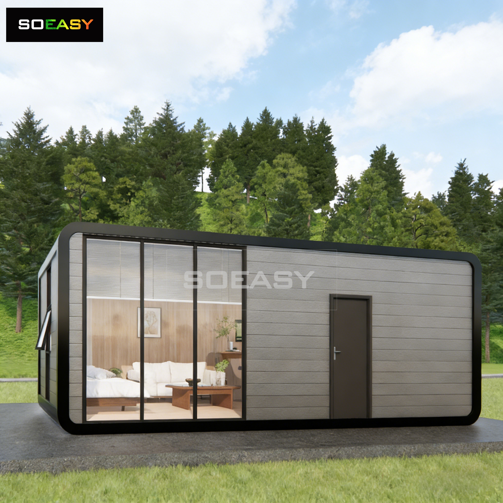 SOEASY 20ft Luxury Modular Home Modern Design Apple Cabin Outdoor Living And Working